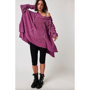 Free People One Hoodie Gannet Waffle Knit Oversized Hoodie Violet Purple Women M